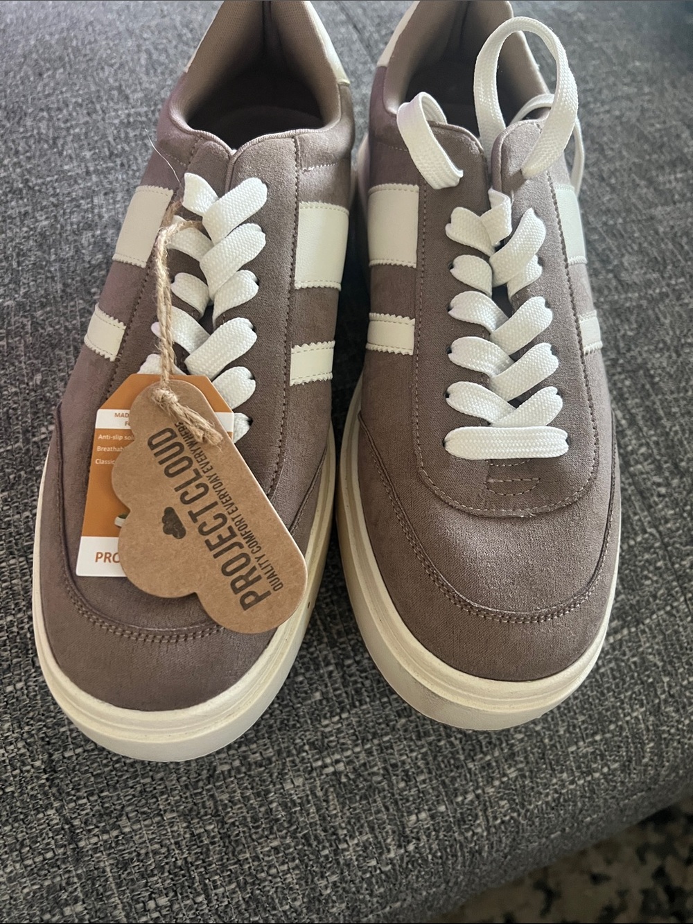 Project Cloud Women's Athletic Sneakers in Taupe with White Accents